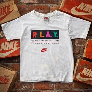 Vintage Nike P.L.A.Y. T shirt Youth Size L Made in USA 90s Graphic Tee
